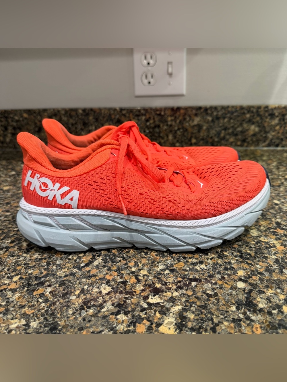 Hoka red Athletic Running Shoes with White Sole 7.5 redish color